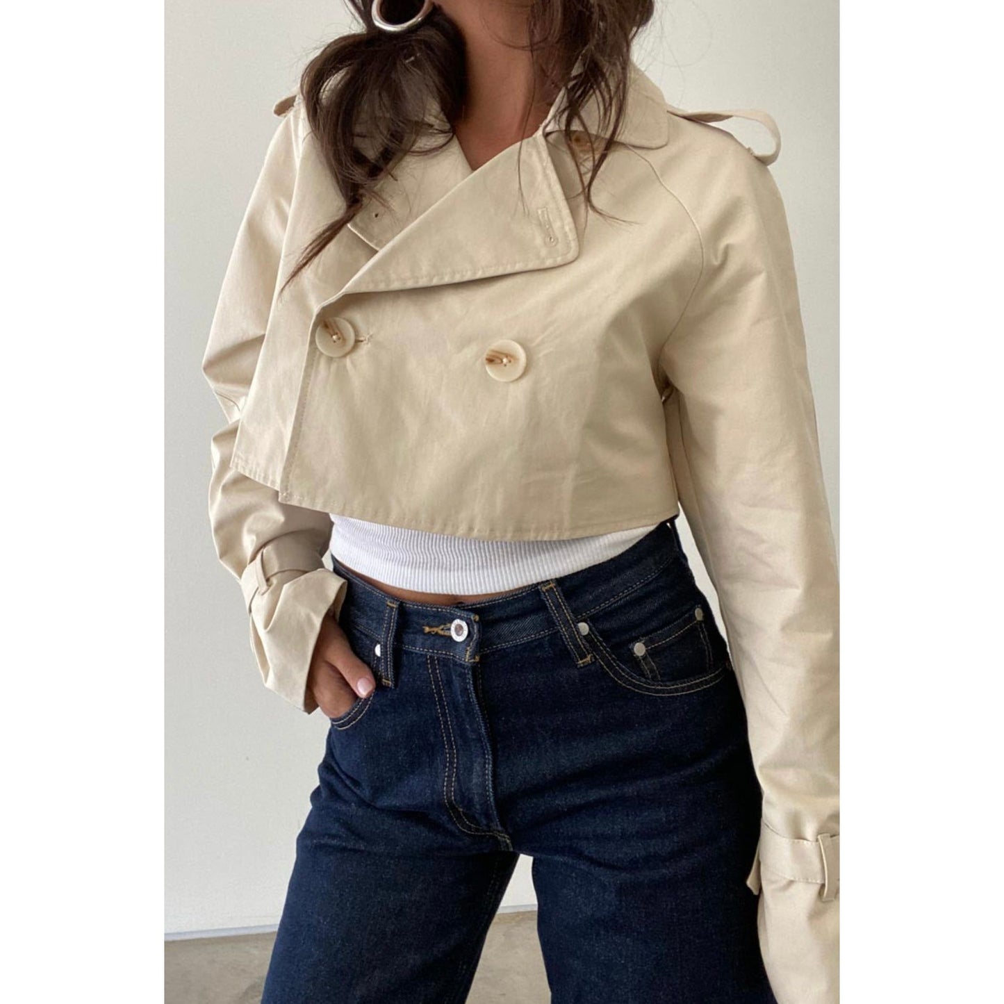 Cropped trench coat