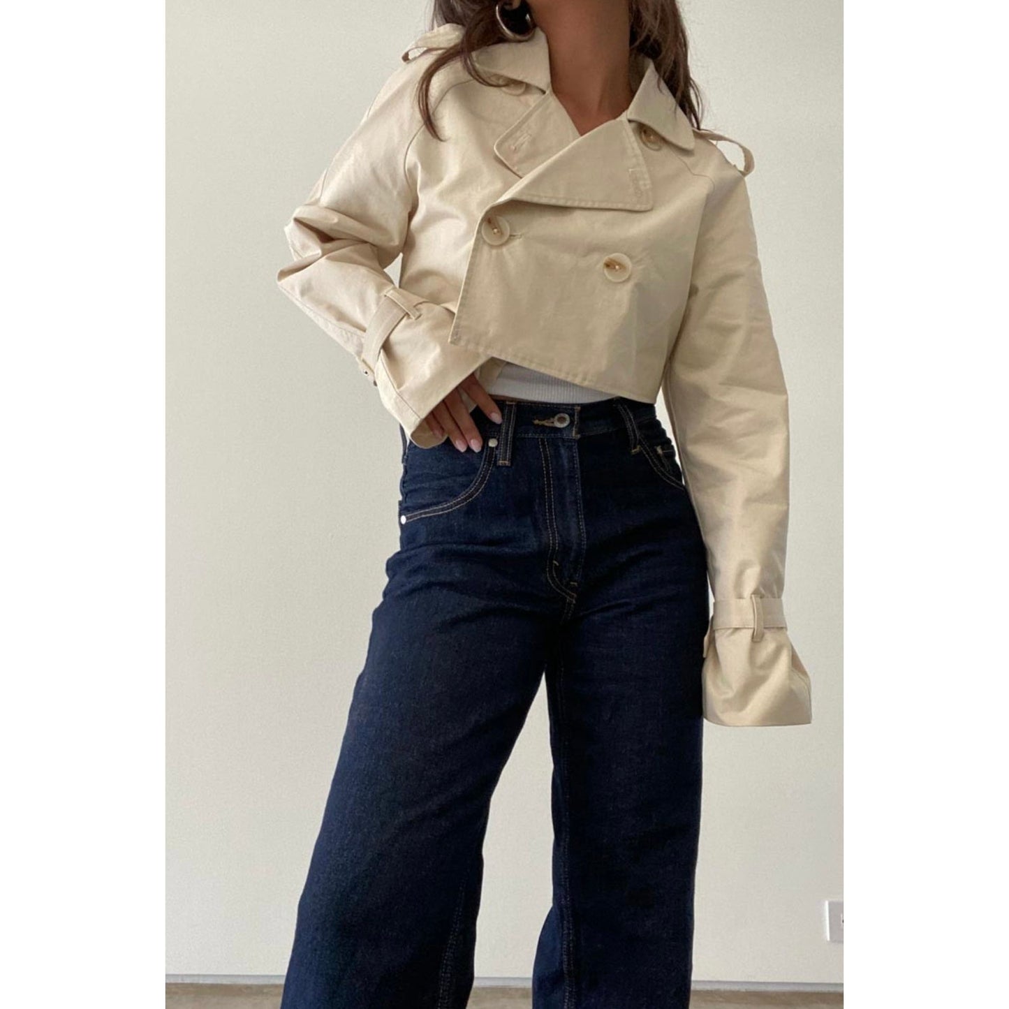 Cropped trench coat