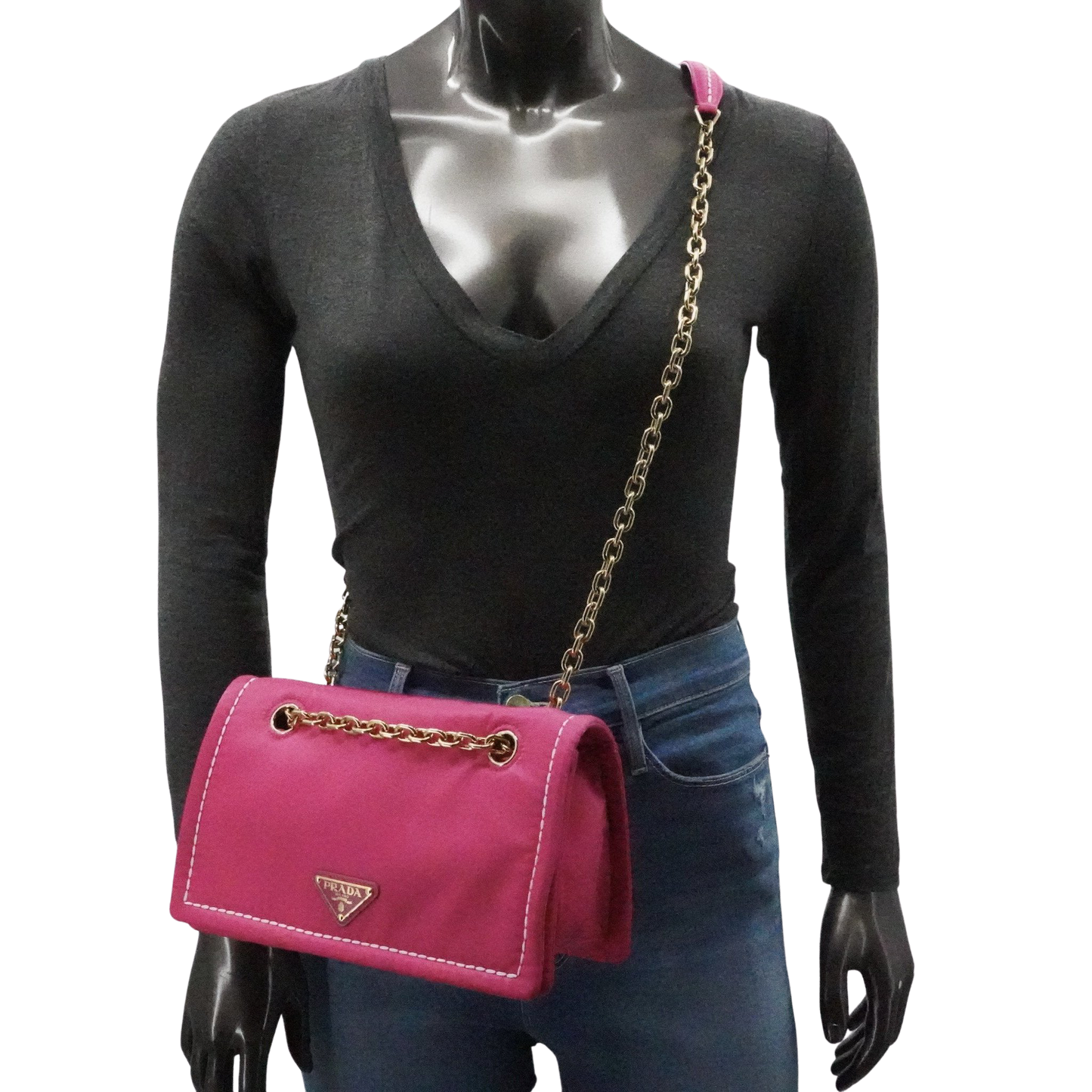 Prada Tessuto Chain Shoulder Bag