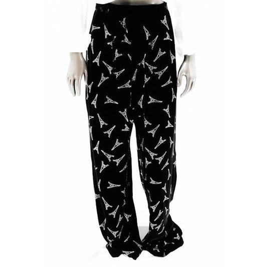 Balenciaga womens Rhinestone Eiffel Tower Velvet Pants