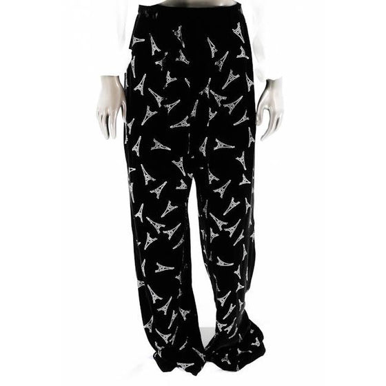 Balenciaga womens Rhinestone Eiffel Tower Velvet Pants