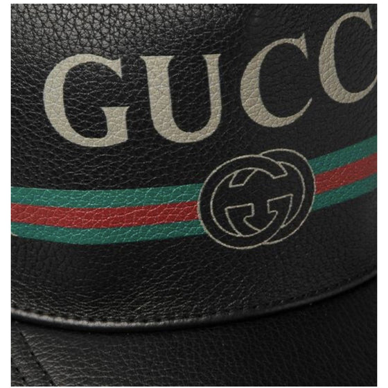 Gucci Logo Leather Baseball Cap