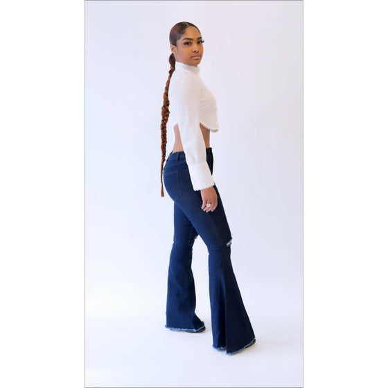 Fringed Bell Bottom Jean