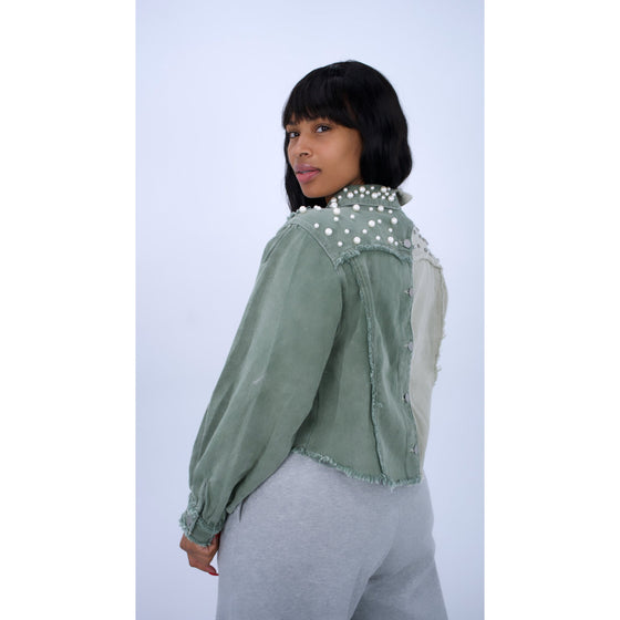 Diamonds and Pearls cropped blouson jacket