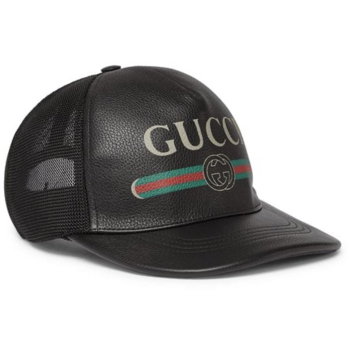Gucci Logo Leather Baseball Cap