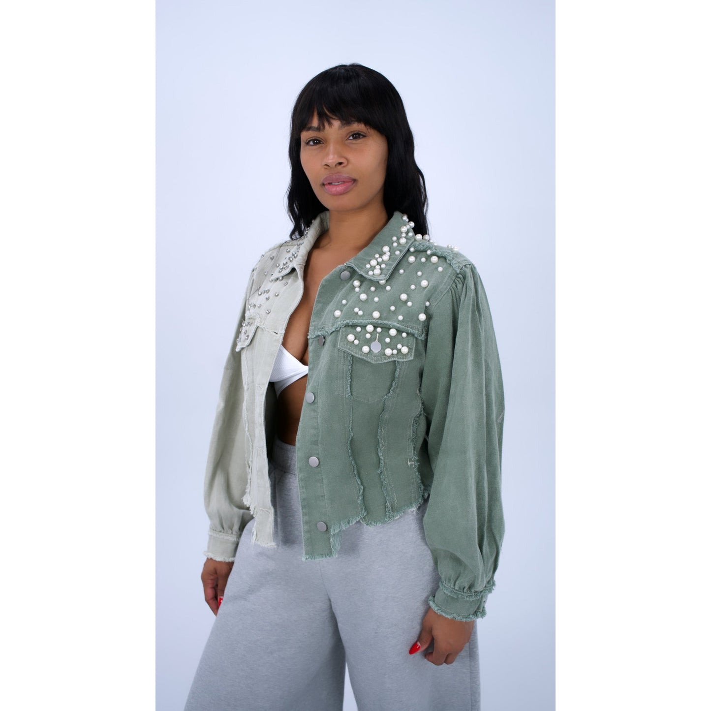 Diamonds and Pearls cropped blouson jacket