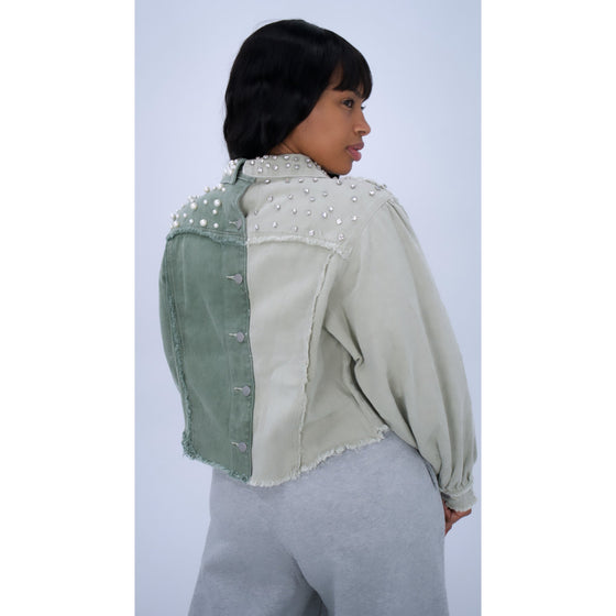 Diamonds and Pearls cropped blouson jacket